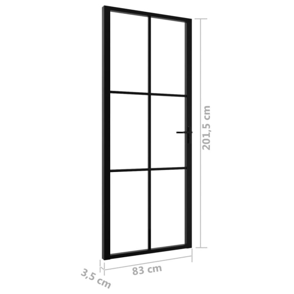 vidaXL Innerdörr ESG-glas och aluminium 83x201,5 cm svart Svart