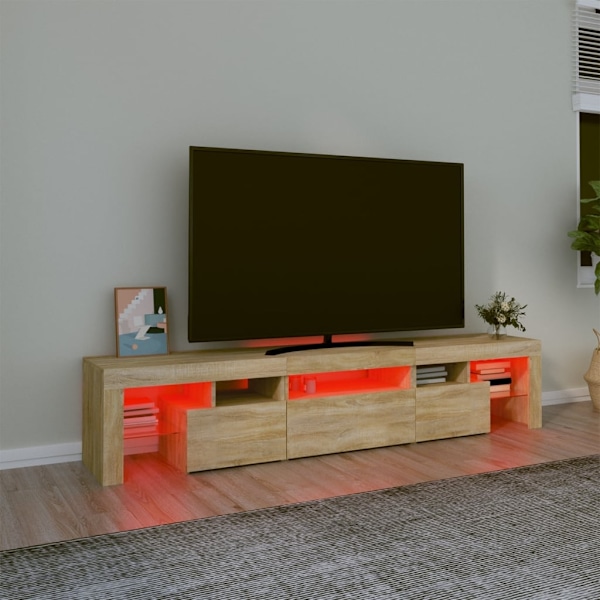 vidaXL Tv-bänk med LED-belysning sonoma ek 200x36,5x40 cm Brun