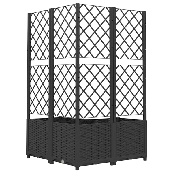 vidaXL Odlingslåda med spaljé svart 80x80x136 cm PP Svart