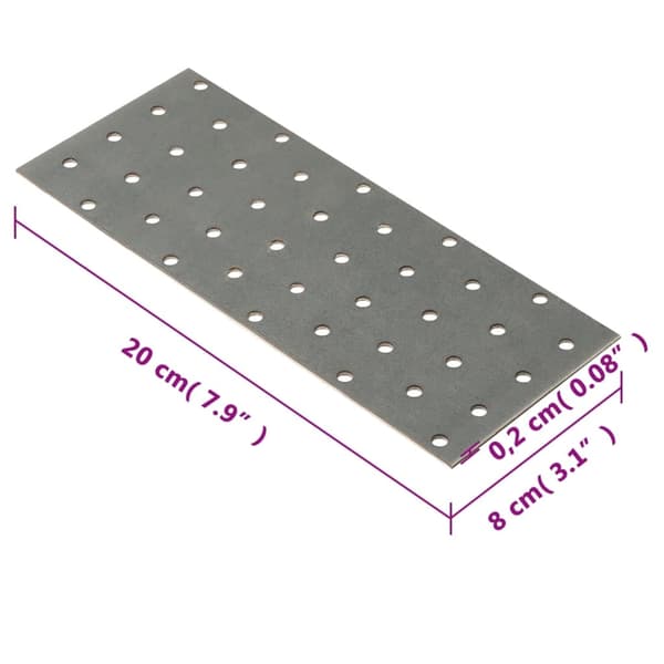 vidaXL Hålplatta 40 st 2 mm 200x80 mm galvaniserat stål