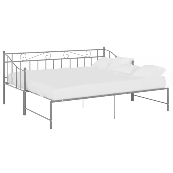 vidaXL Utdragbar sängram bäddsoffa grå metall 90x200 cm grå