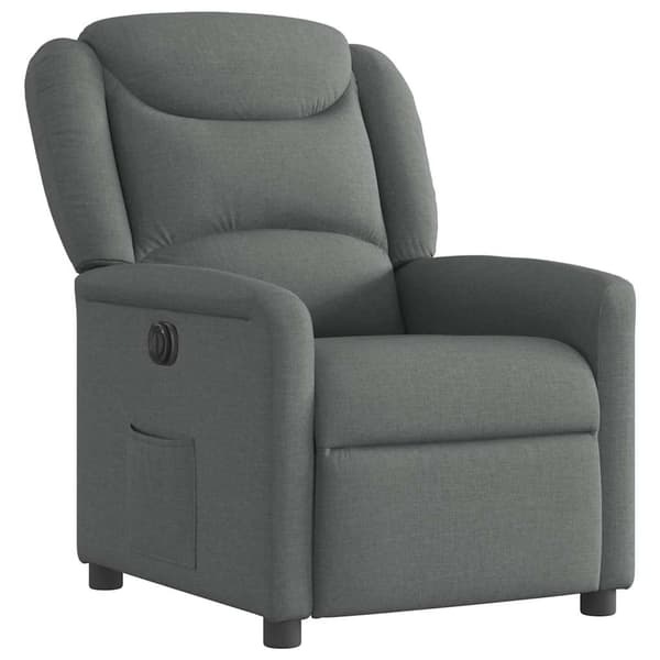 vidaXL Elektrisk reclinerfåtölj mörkgrå tyg Grå