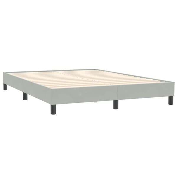 vidaXL Ramsäng med madrass ljusgrå 160x210 cm sammet Grå