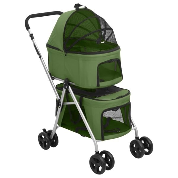 vidaXL Hopfällbar hundvagn dubbel grön 83x48x97 cm oxfordtyg Grön