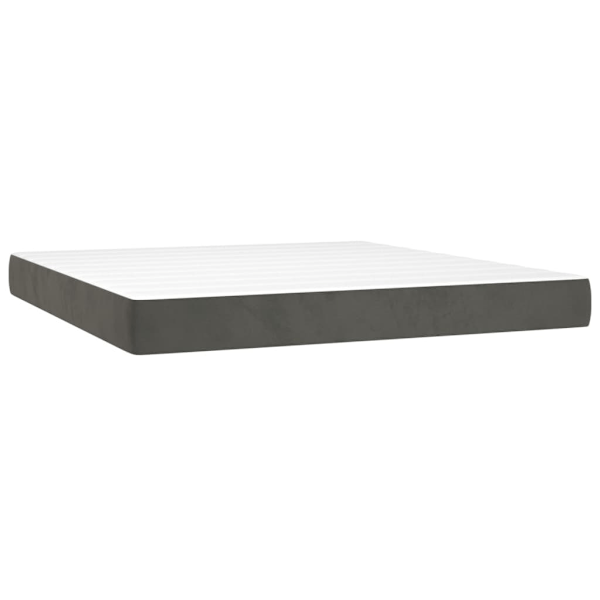 vidaXL Ramsäng med madrass & LED mörkgrå 180x200 cm sammet Grå