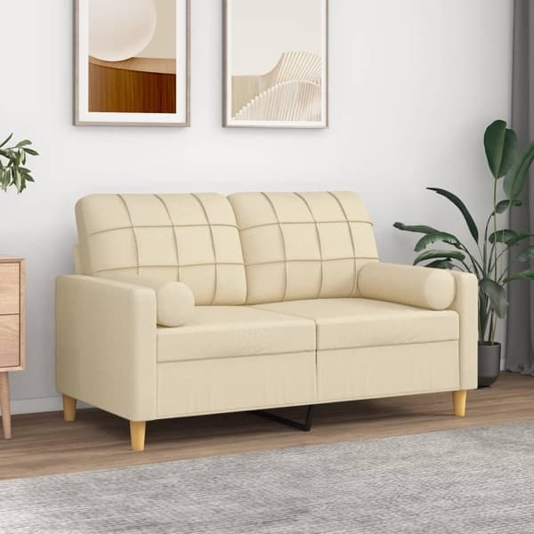 vidaXL Prydnadskuddar 2 st gräddvit Ø15x50 cm tyg Kräm