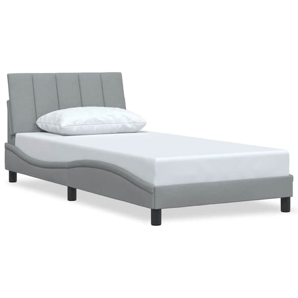 vidaXL Sängram utan madrass ljusgrå 100x200 cm tyg Grå