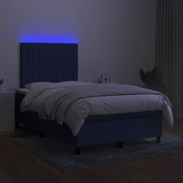 vidaXL Ramsäng med madrass & LED blå 120x190 cm tyg Blå