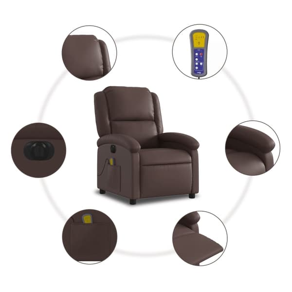 vidaXL Elektrisk massagefåtölj brun konstläder Brun