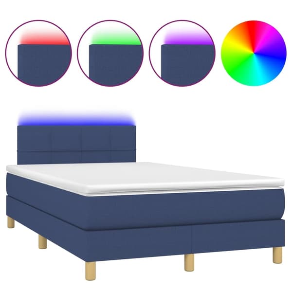 vidaXL Ramsäng med madrass & LED blå 120x190 cm tyg Blå