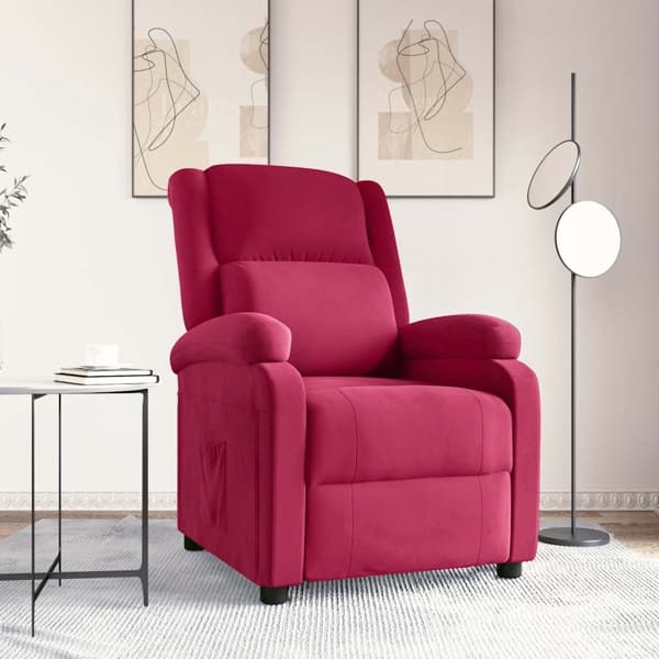 vidaXL Reclinerfåtölj vinröd sammet Röd