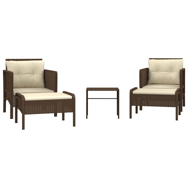 vidaXL Loungegrupp med dynor 5 delar brun konstrotting Brun