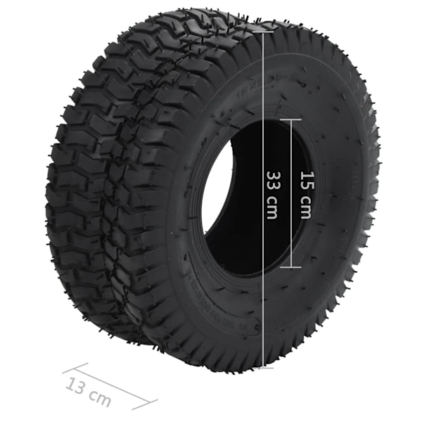 vidaXL Däck till skottkärra 2 st 15x6.00-6 4PR gummi Svart