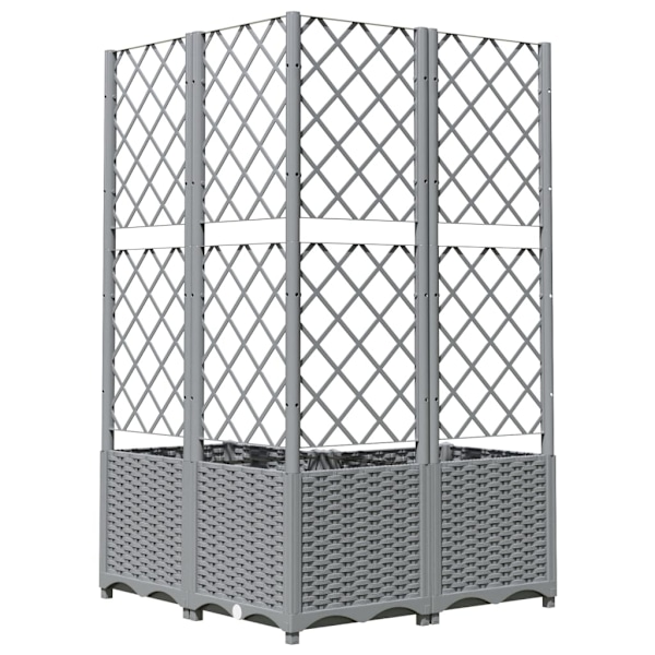 vidaXL Odlingslåda med spaljé ljusgrå 80x80x136 cm PP Grå
