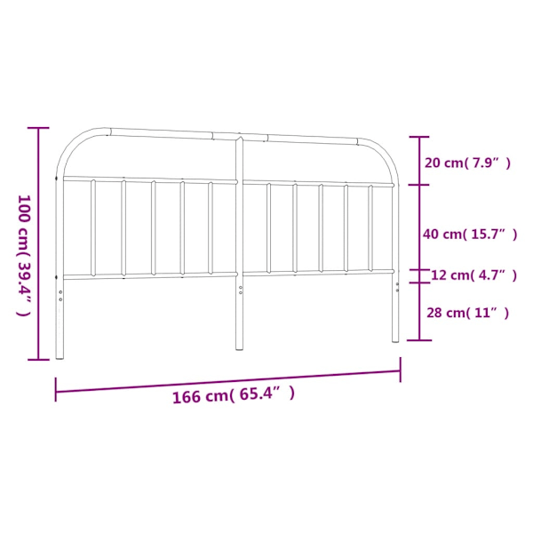 vidaXL Huvudgavel metall vit 160 cm Vit
