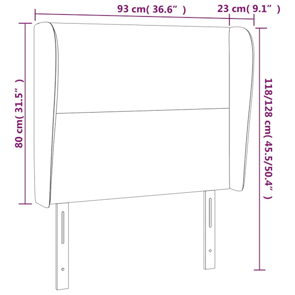 vidaXL Sänggavel med kanter mörkgrön 93x23x118/128 cm sammet Grön
