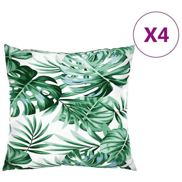 vidaXL Prydnadskuddar 4 st bladmönster 40x40 cm tyg multifärg