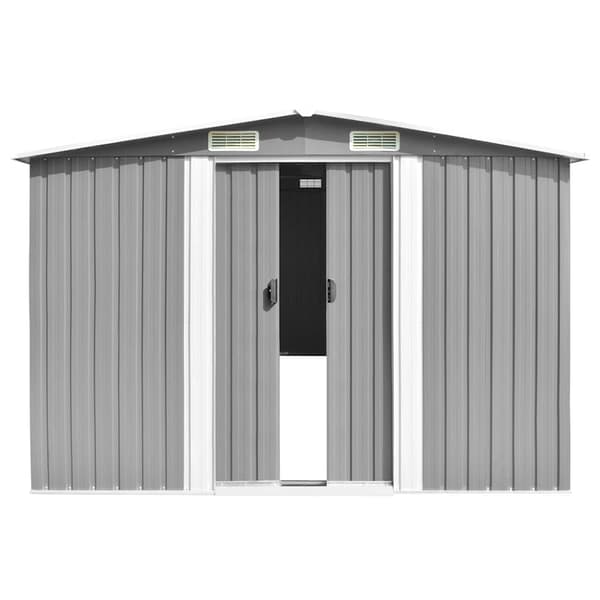 vidaXL Trädgårdsskjul grå 257x779x181 cm galvaniserat stål grå