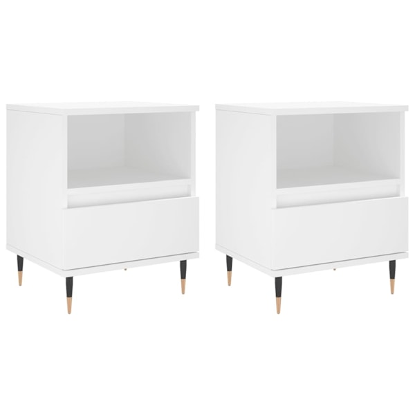 vidaXL Sängbord 2 st vit 40x35x50 cm konstruerat trä Vit