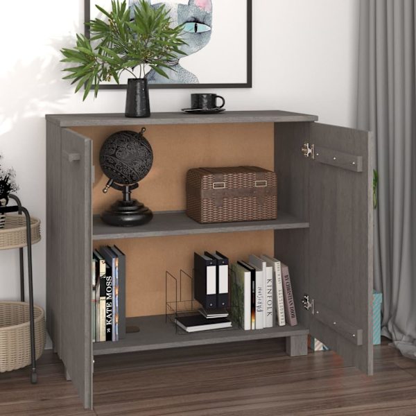 vidaXL Skåp HAMAR ljusgrå 85x35x80 cm massiv furu grå