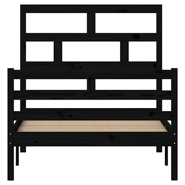 vidaXL Sängram svart massiv furu 100x200 cm enkelsäng Svart