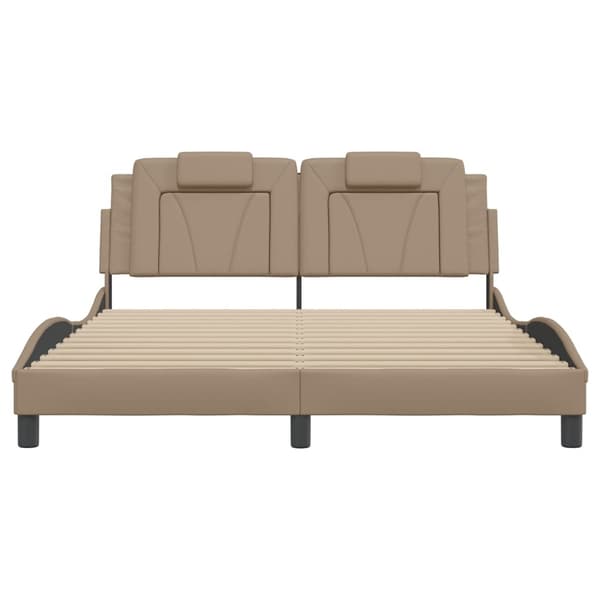 vidaXL Sängram med LED-belysning cappuccino 160x200 cm konstläder Brun