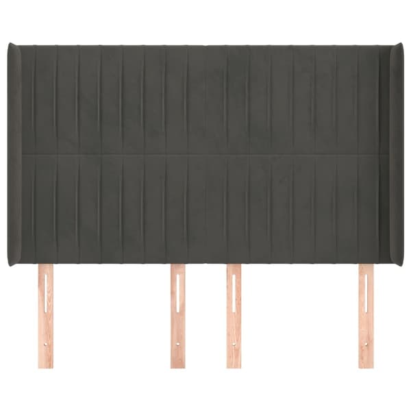 vidaXL Sänggavel med kanter mörkgrå 147x16x118/128 cm sammet Grå