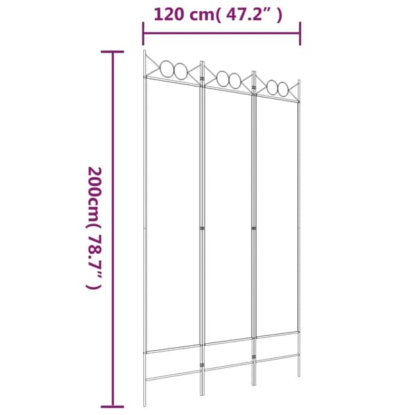 vidaXL Rumsavdelare 3 paneler brun 120x200 cm tyg Brun