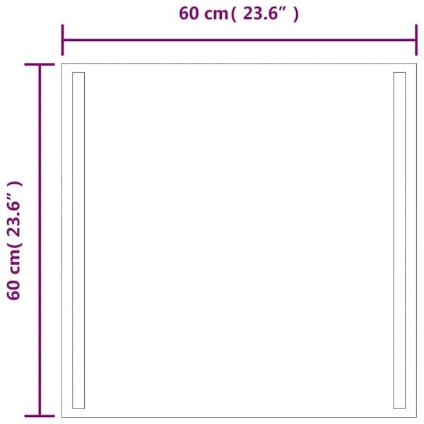 vidaXL Badrumsspegel LED 60x60 cm Transparent