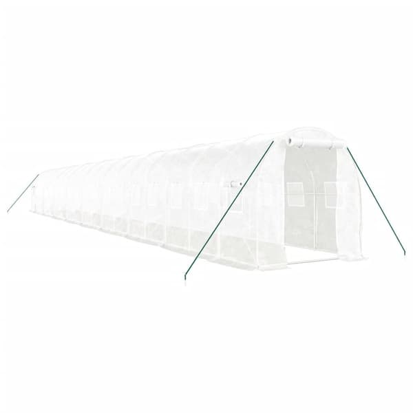 vidaXL Växthus med stålram vit 36 m² 18x2x2 m Vit