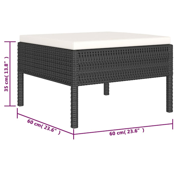 vidaXL Loungeset med dynor 6 delar svart konstrotting Svart