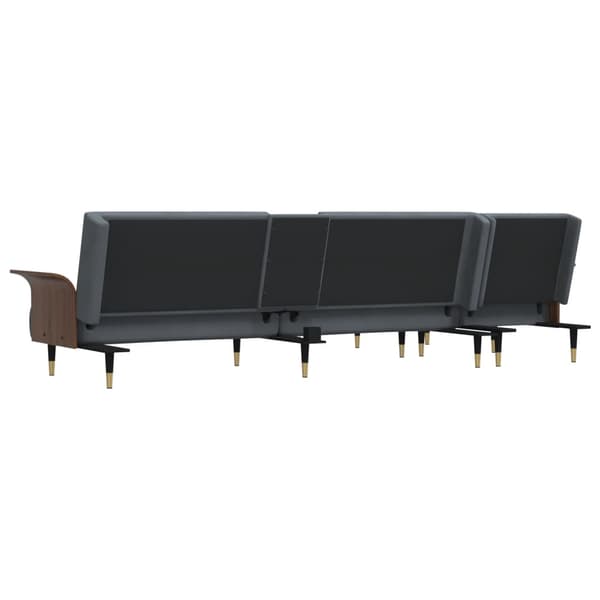 vidaXL L-formad bäddsoffa mörkgrå 279x140x70 cm sammet Grå