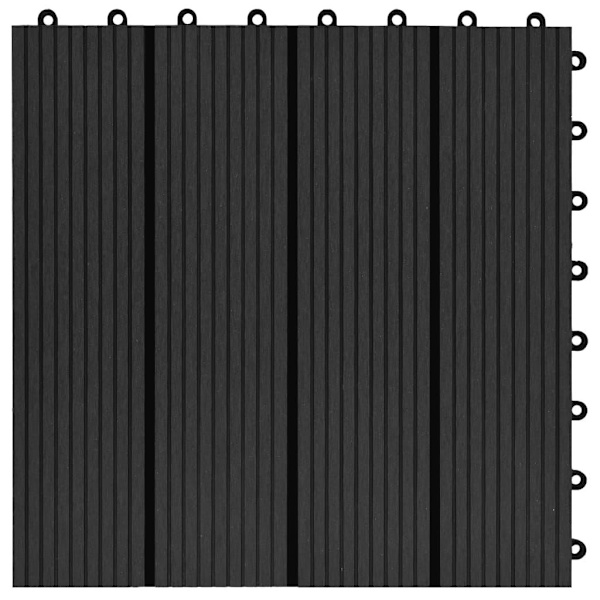 vidaXL Trall 22 st 30x30 cm 2 kvm WPC svart Svart