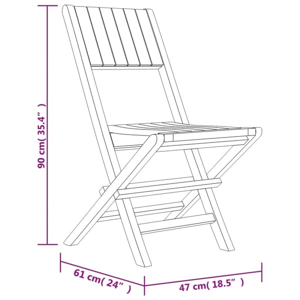 vidaXL Hopfällbara stolar 2 st 47x61x90 cm massivt trä i teak Brun