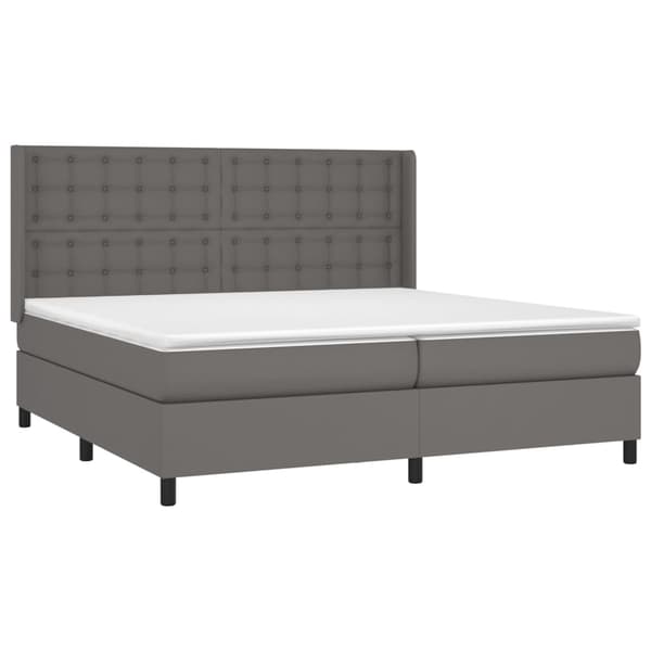 vidaXL Ramsäng med madrass grå 200x200 cm konstläder Grå