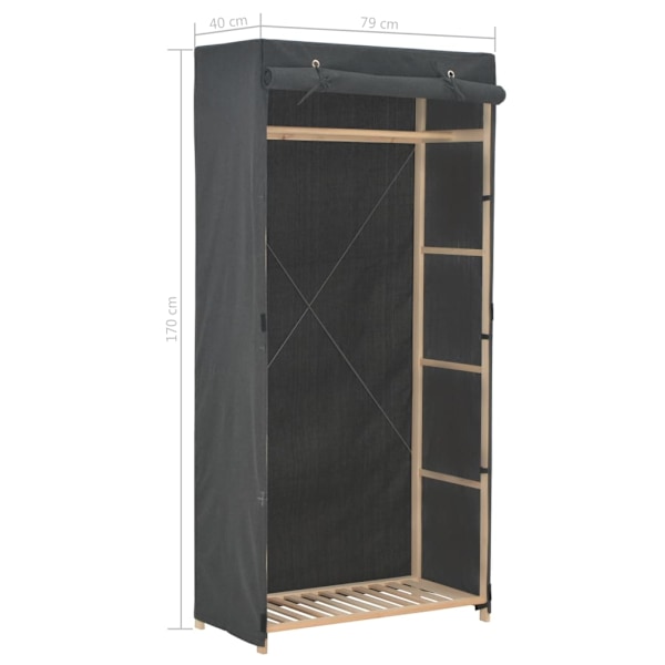 vidaXL Garderob 79x40x170 cm grå tyg grå