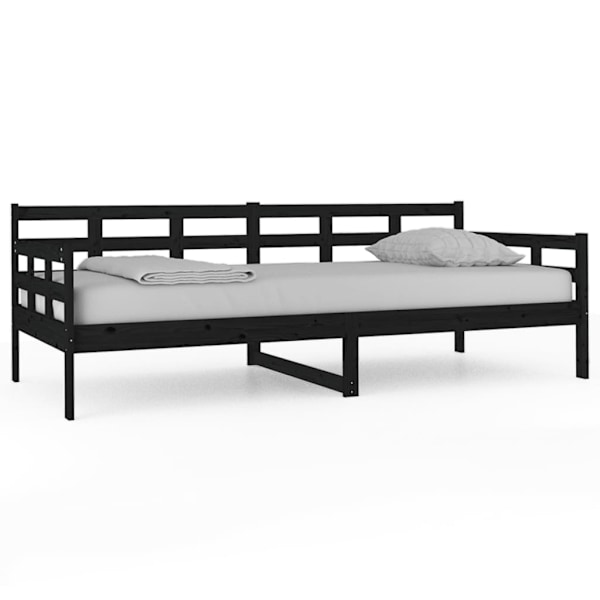 vidaXL Dagbädd svart 90x200 cm massiv furu Svart