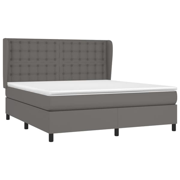 vidaXL Ramsäng med madrass grå 160x200 cm konstläder Grå
