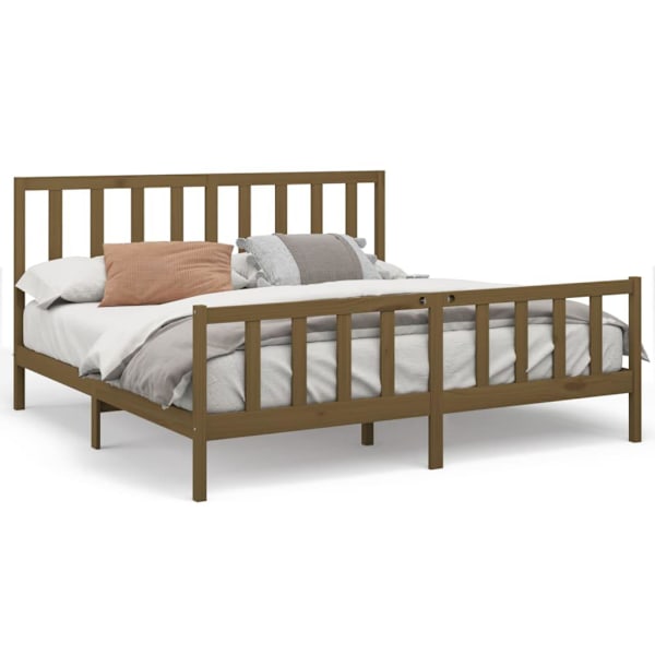 vidaXL Sängram honungsbrun massivt trä 200x200 cm Brun