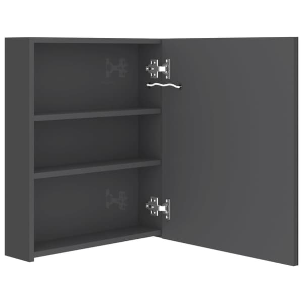 vidaXL Spegelskåp med LED blank grå 50x14x60 cm grå