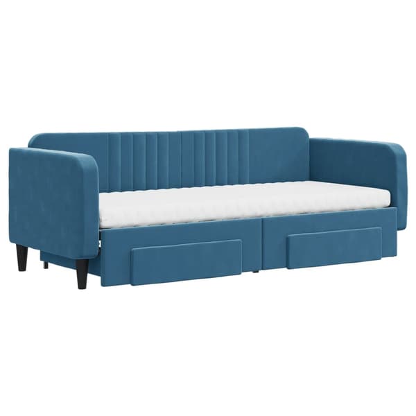 vidaXL Dagbädd utdragbar med lådor blå 80x200 cm sammet Blå