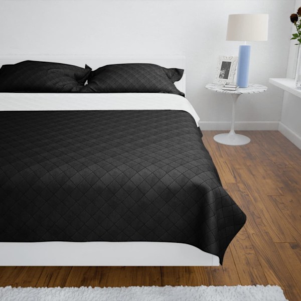 vidaXL Dubbelsidigt vadderat överkast svart/vit 220 x 240 cm Svart