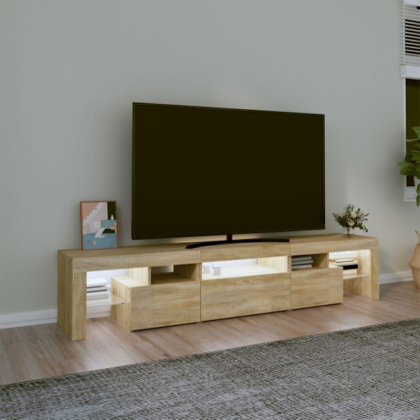vidaXL Tv-bänk med LED-belysning sonoma ek 200x36,5x40 cm Brun