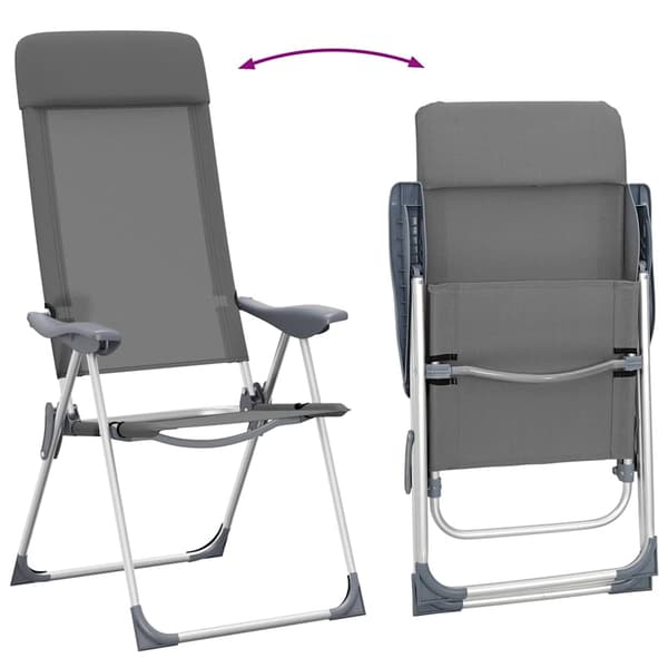 vidaXL Hopfällbara campingstolar 2 st aluminium grå grå