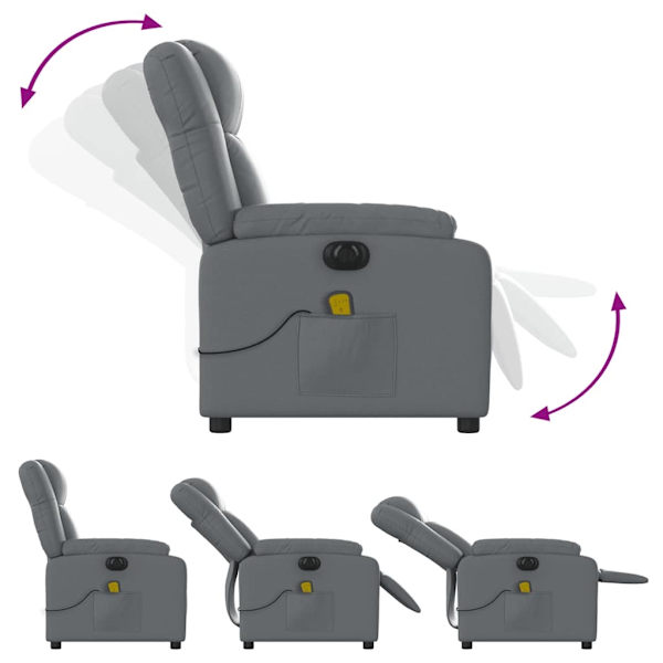 vidaXL Elektrisk massagefåtölj grå konstläder Grå