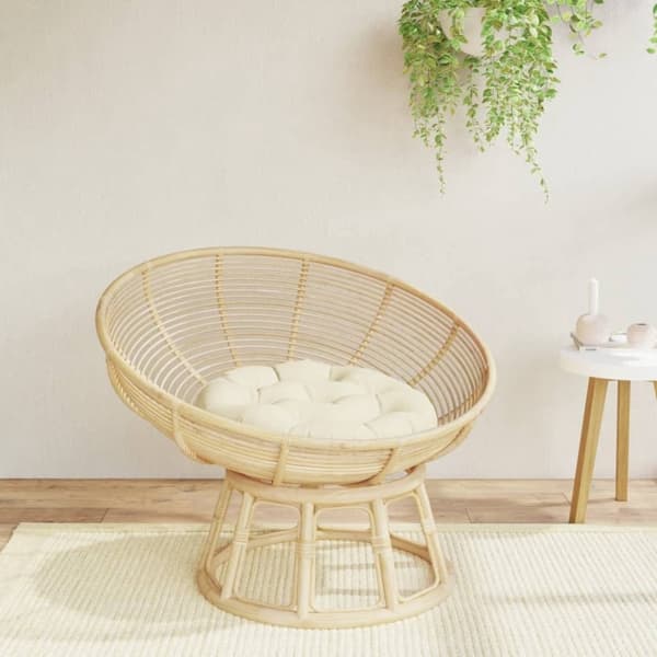 vidaXL Rund dyna gräddvit Ø 60 x11 cm oxfordtyg Kräm