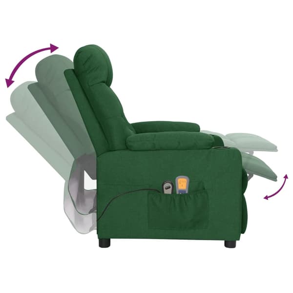 vidaXL Massagefåtölj mörkgrön tyg Grön