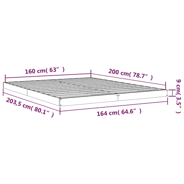 vidaXL Sängram vit 160x200 cm massiv furu Vit