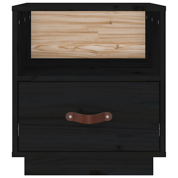 vidaXL Sängbord svart 40x34x45 cm massiv furu Svart