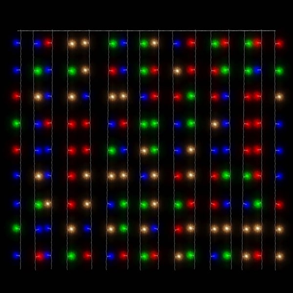vidaXL Ljusdraperi 3x3 m 300 lysdioder flerfärgad 8 funktioner multifärg